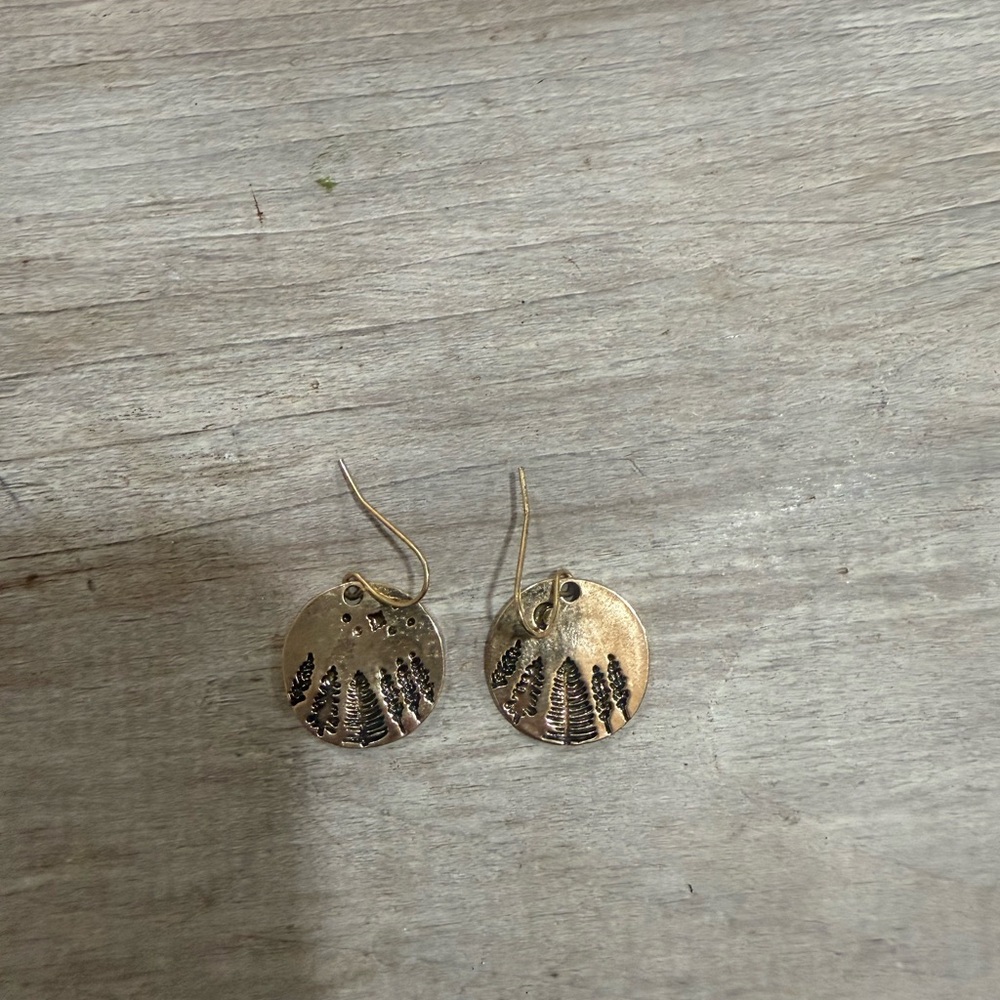 Gold Tree Design Earrings